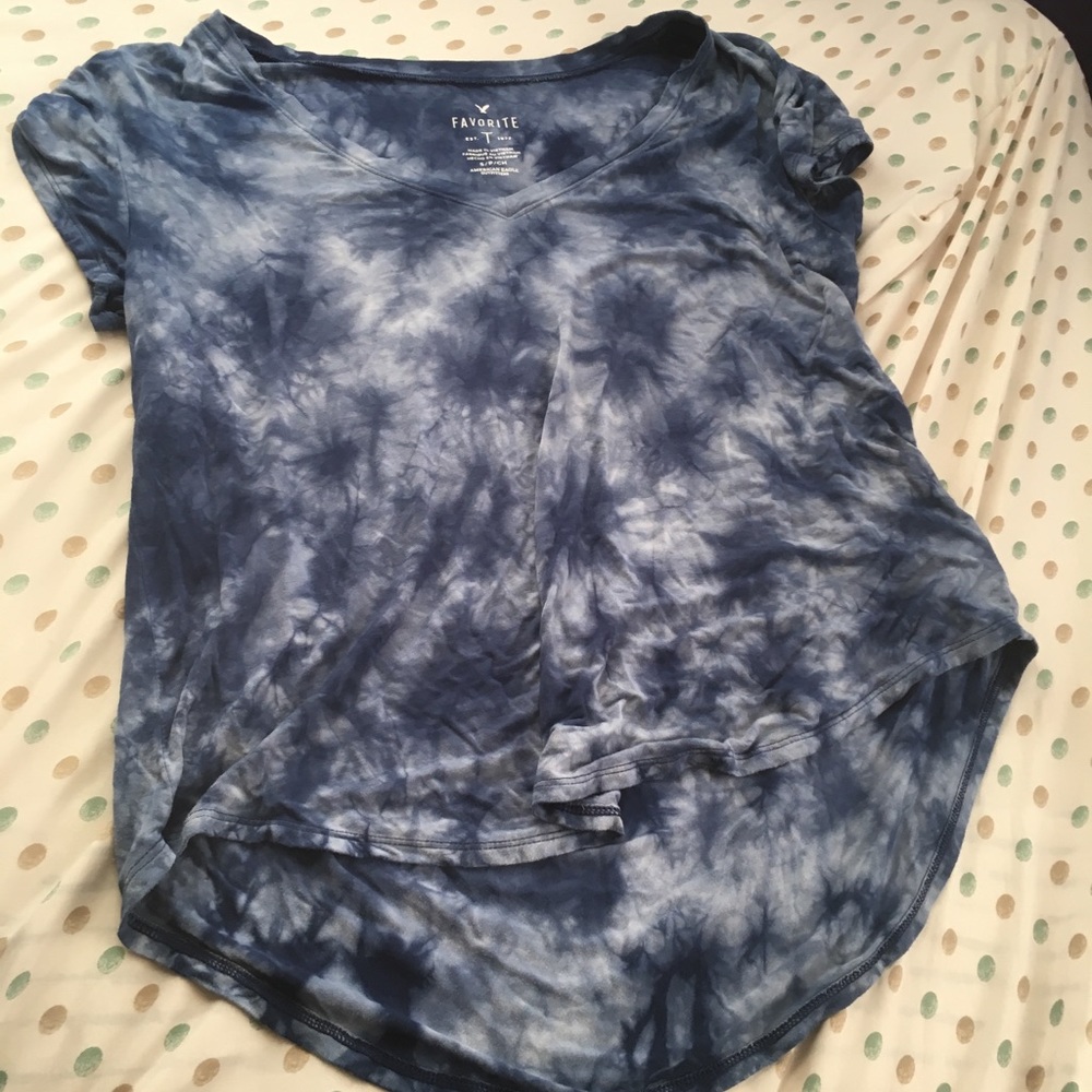 Blue tie-dye short-sleeve